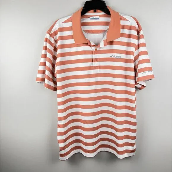 Columbia men’s polo shirt, large, PFG performance orange white stripe Omni-shade - Picture 10 of 11